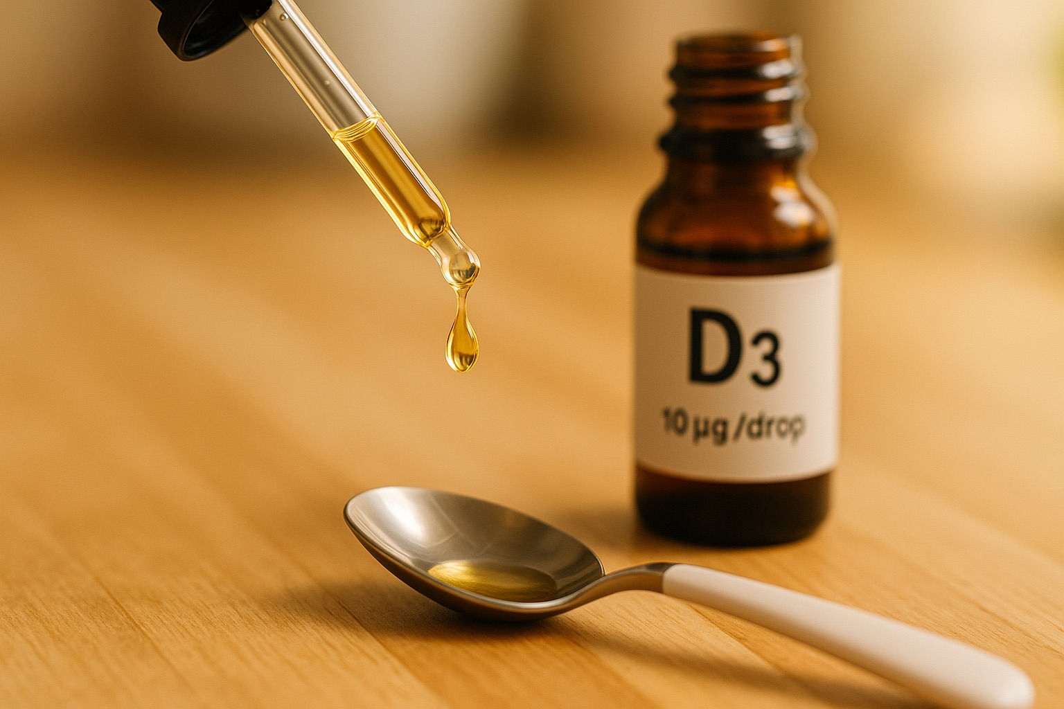 Yksi tippa öljymuotoista d vitamiinia lusikkaan – vauvan annoksen tarkka mittaus